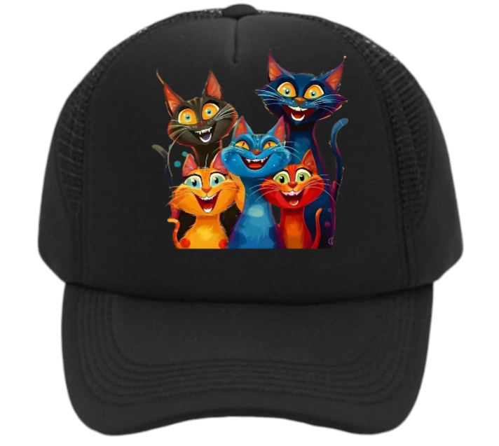 Cat Hat Adjustable Snapback Trucker Hat Smiling Cute Cat Family Cat Lovers Hat