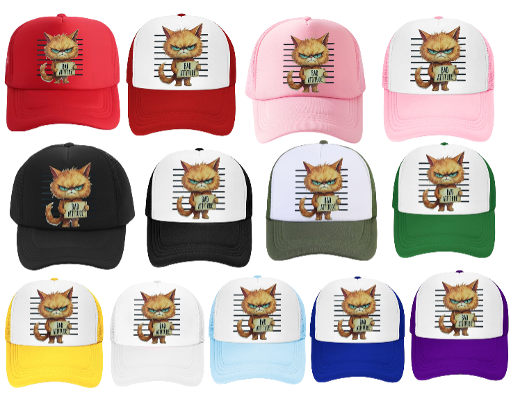 Angel Cat Hat Adjustable Snapback Trucker Hat Cute Black Cat With Wings Floral