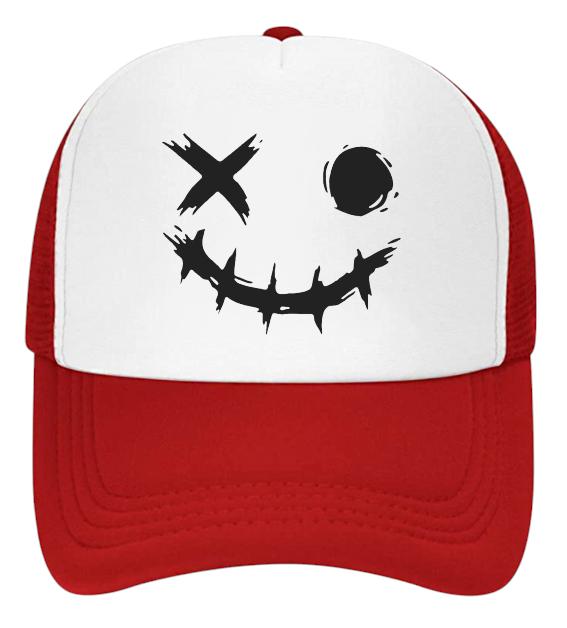Discontinued X Hat Adjustable Snapback Trucker Hat Wink Smiley Face Skeleton Hat