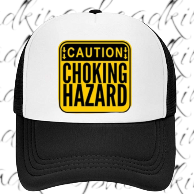 Caution Chocking Hazard Hat Adjustable Trucker Hat Playful Safety Funny Hat