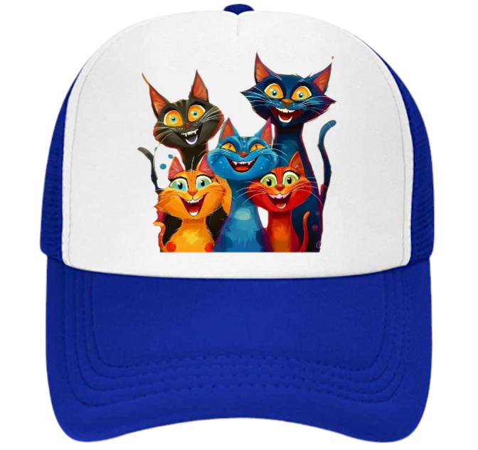 Cat Hat Adjustable Snapback Trucker Hat Smiling Cute Cat Family Cat Lovers Hat