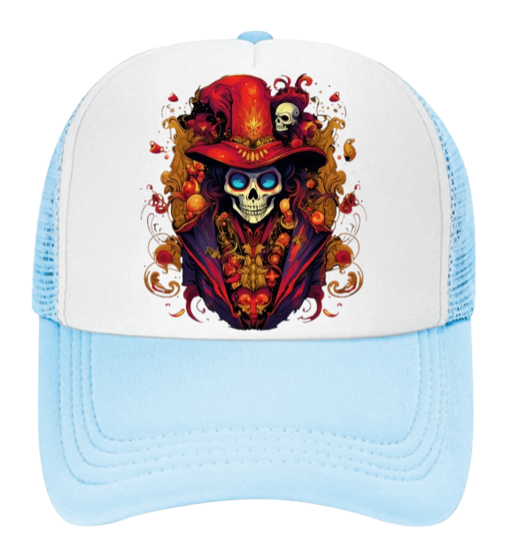 Skull Baseball Hat Colorful Dressed Trucker Hat Adjustable Snapback Unisex Hat