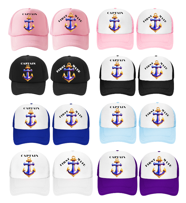 Captain Hat First Mate Hate Adjustable Snapback Trucker Hat Colorful Sea Anchor