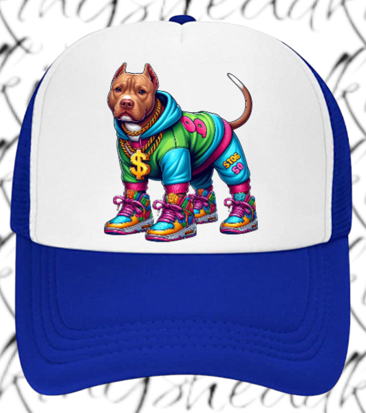 Dog Hat Adjustable Snapback Trucker Hat Gangster Dog Sneakers Dog Bulldog