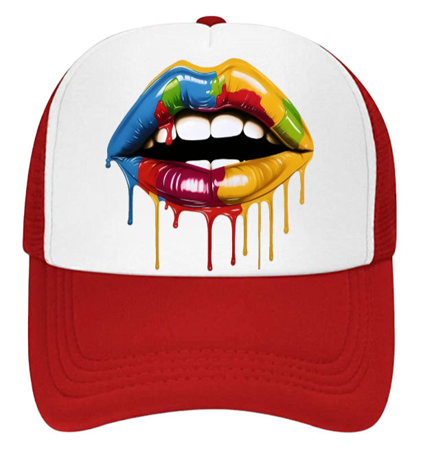 Valentines Hat Trucker Hat Adjustable Snapback Drooling Red Lips Valentines Gift