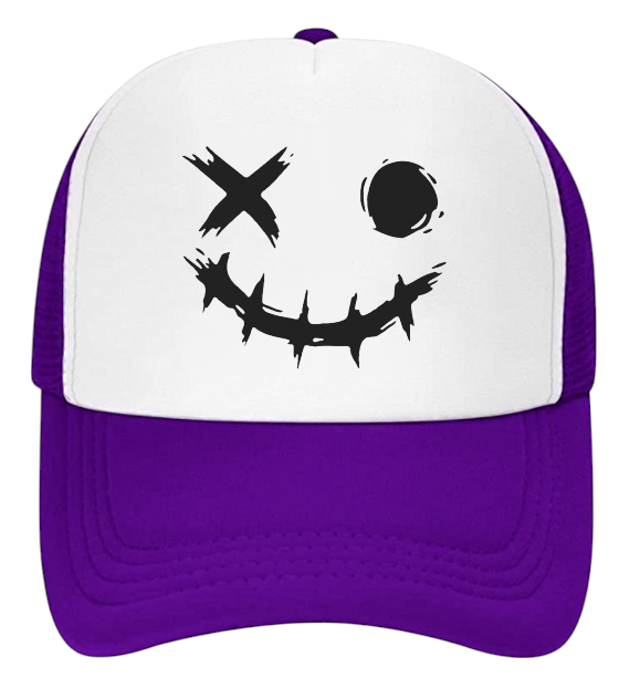 Discontinued X Hat Adjustable Snapback Trucker Hat Wink Smiley Face Skeleton Hat