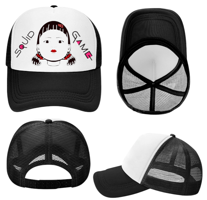 Squid Game Hat Adjustable Snapback Trucker Hat Pretty Killer Doll Red Light Hat
