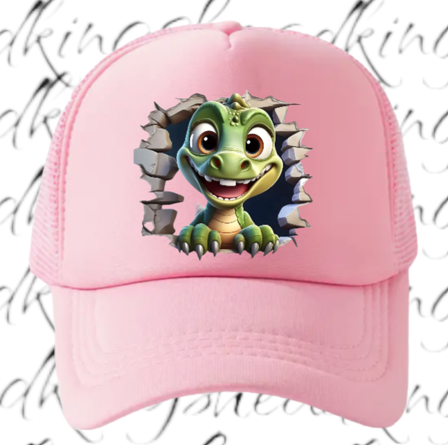 Funny Hat Baby Dinosaur Hat Adjustable Snapback Trucker Hat Cute Baby Dino Anime