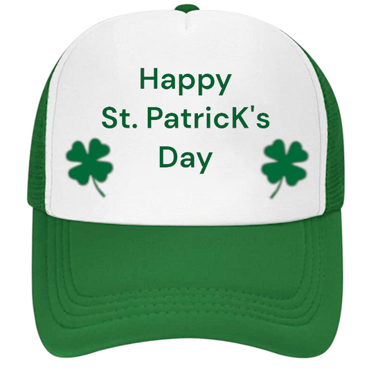 St. Patrick's Day Hat Adjustable Snapback Trucker Hat Irish Green Shamrock Hat