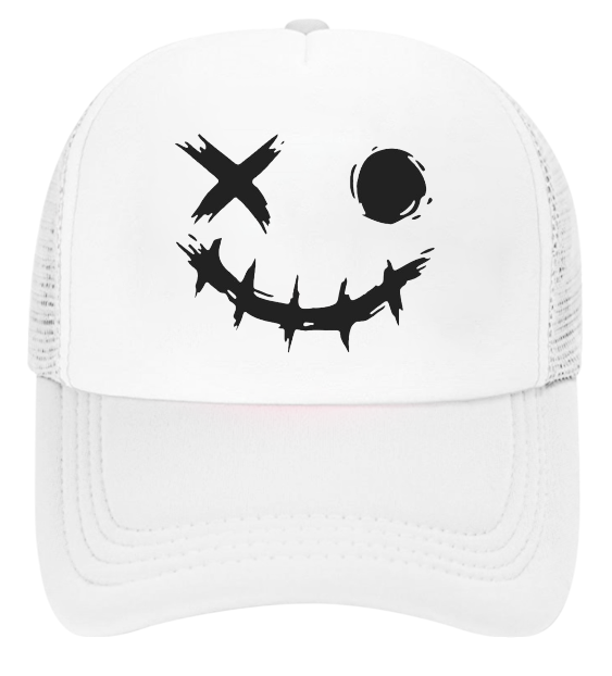Discontinued X Hat Adjustable Snapback Trucker Hat Wink Smiley Face Skeleton Hat