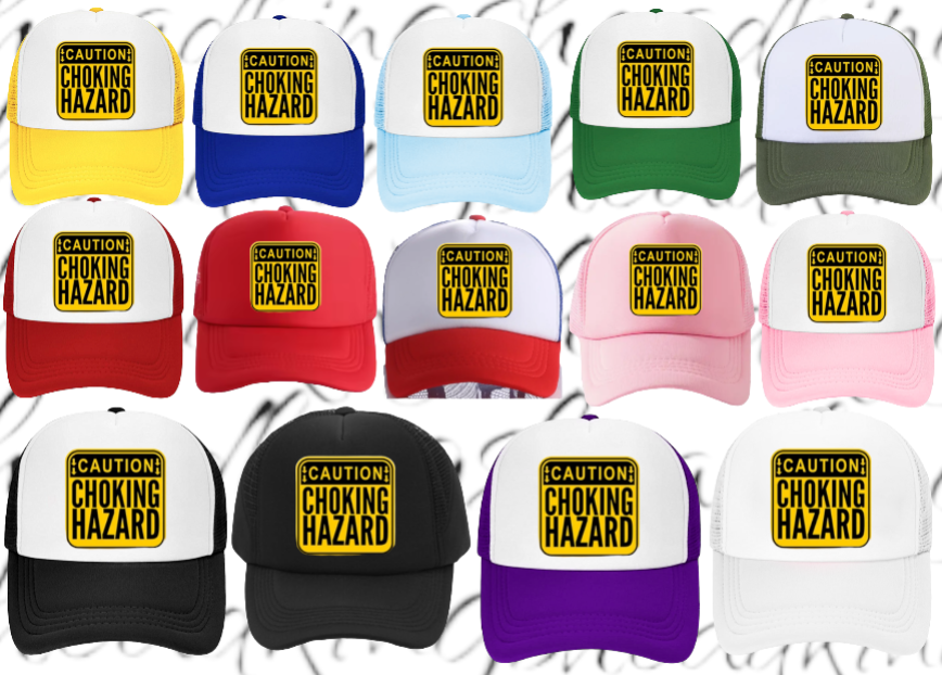 Caution Chocking Hazard Hat Adjustable Trucker Hat Playful Safety Funny Hat