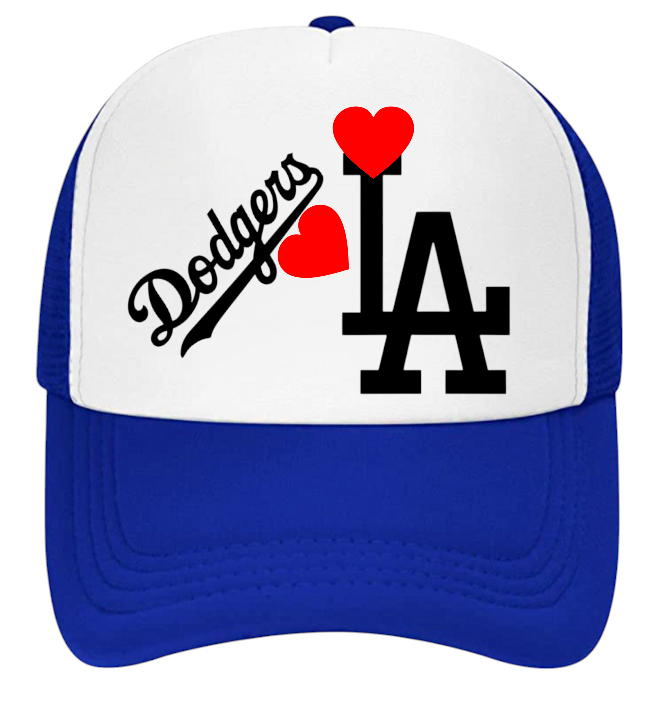 Dodgers Hat Adjustable Snapback Trucker Hat Dodgers Love Hearts Los Angeles Hat