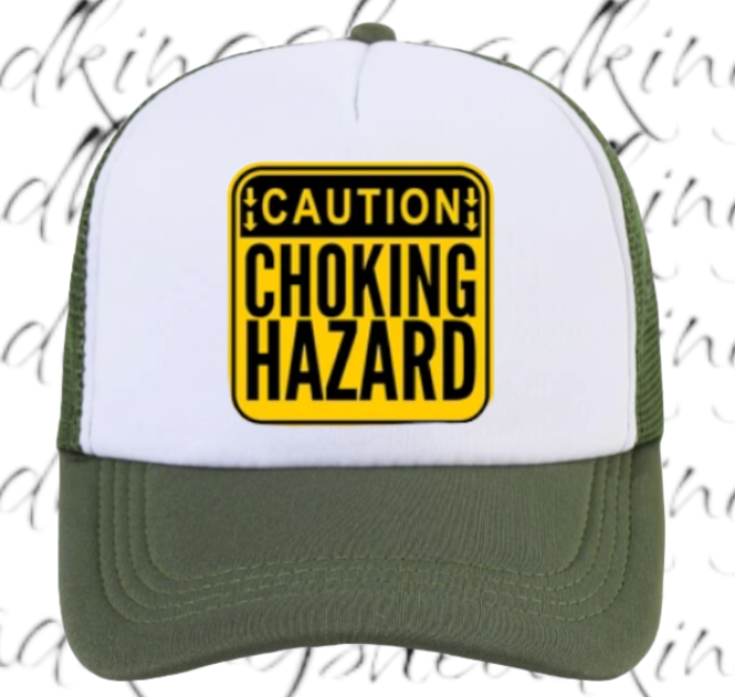 Caution Chocking Hazard Hat Adjustable Trucker Hat Playful Safety Funny Hat