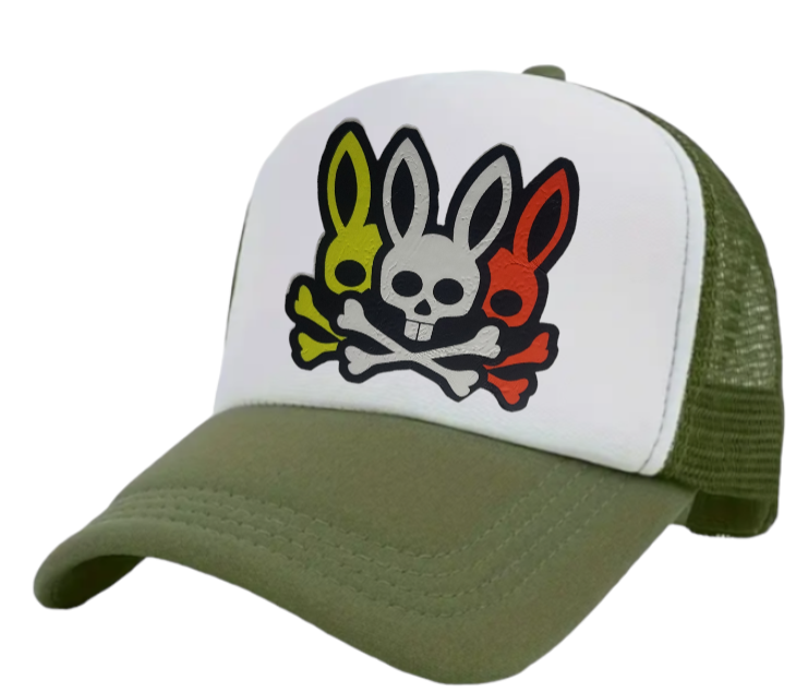 Bunny Hat Adjustable Snapback Trucker Hat Snapback Three Bunny Skulls Hat