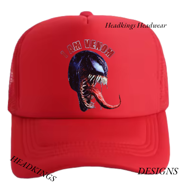 Venom Head Hat Adjustable Snapback Trucker Hat Scary Horror I Am Venom Movie Hat