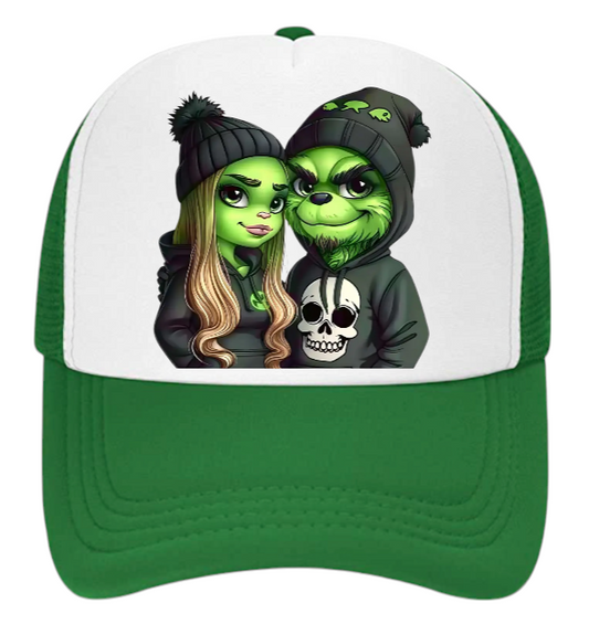 Grinch Hat Adjustable Snapback Trucker Hat Christmas Theme Couple Lovers Hat