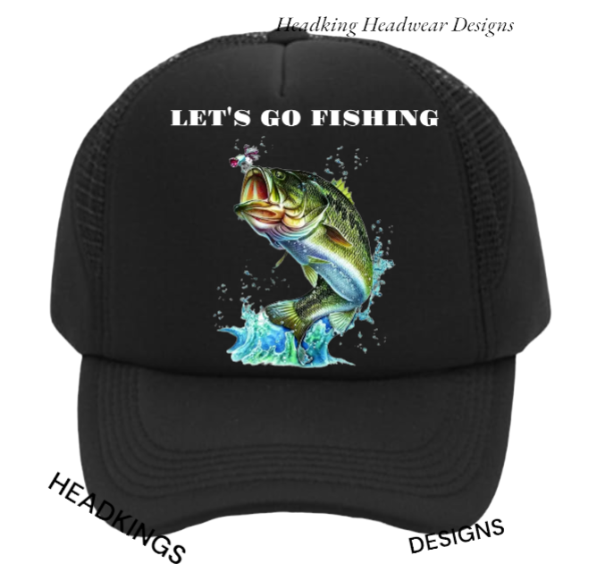 Fishing Hat Adjustable Snapback Trucker Hat Let's Go Fishing Hat Sea Fish Bait