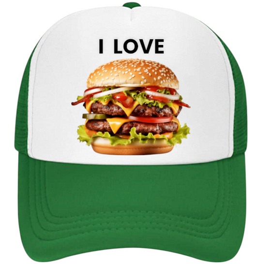 I love Burgers Hat Adjustable Snapback Trucker Hat Burgers Hat Coca-Cola Burger 