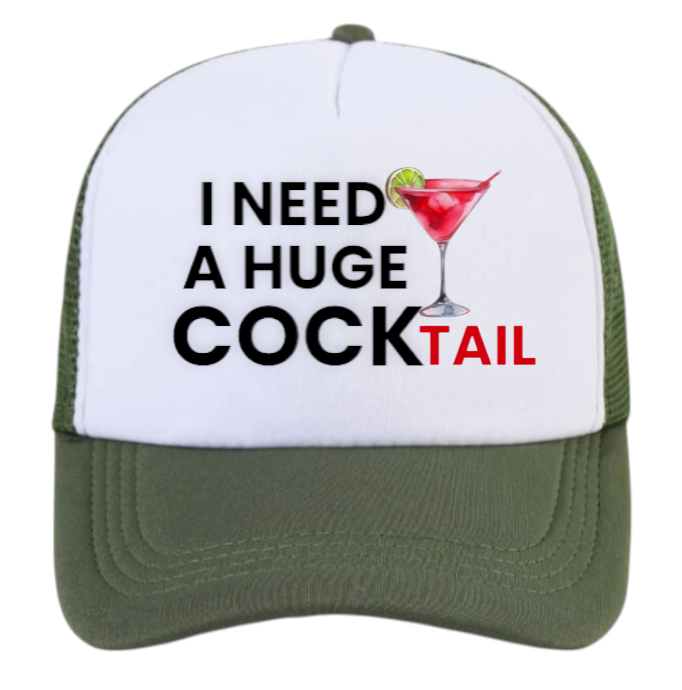 Funny Hat I need a Huge Cocktail Hat Adjustable Snapback Trucker Hat Party Hat