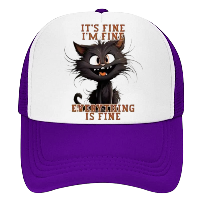 Funny Hat Cat Hat It's Fine I'm Fine Everything Is Fine Surprised Sarcastic Hat
