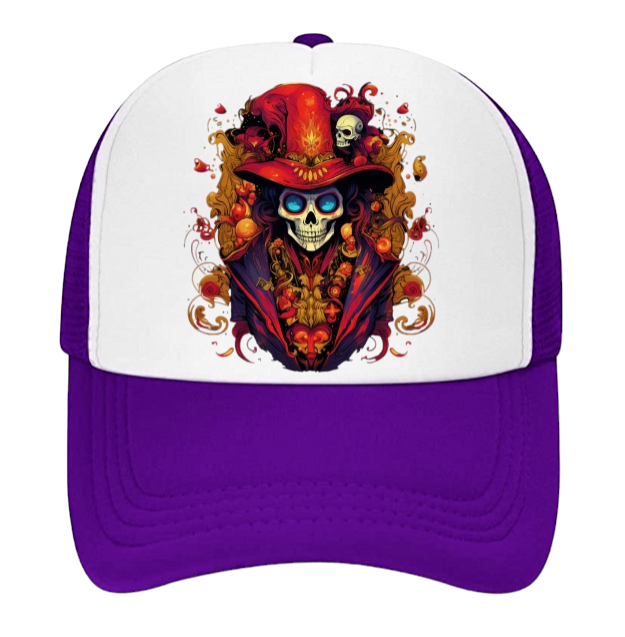 Skull Baseball Hat Colorful Dressed Trucker Hat Adjustable Snapback Unisex Hat
