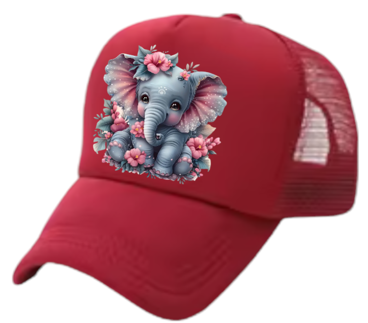 Anime Elephant Adjustable Snapback Trucker Hat Cute Elephant Colorful Funny Hat