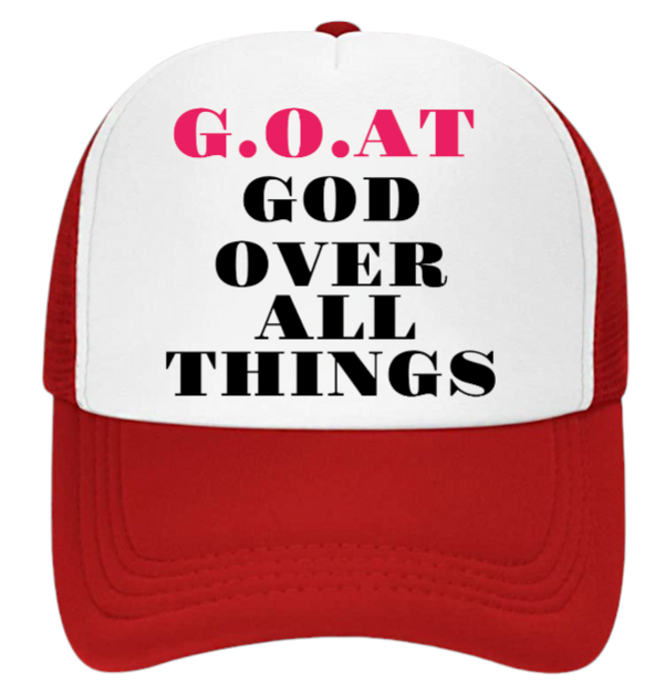 G.O.A.T Hat Adjustable Snapback Trucker Hat God Over All Things Church Faith Hat