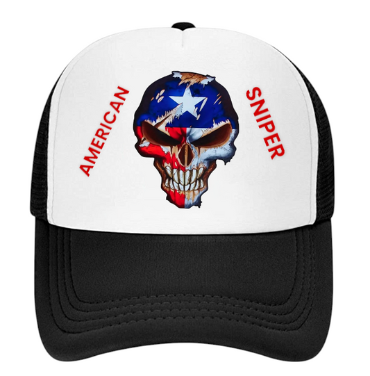 American Sniper Hat Adjustable Snapback Trucker Hat American Flag Skull Hat