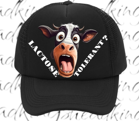 Lactose Tolerant Hat Adjustable Snapback Trucker Hat Surprised Cow Funny Hat