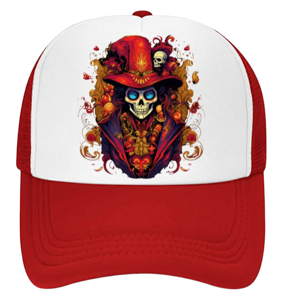 Skull Baseball Hat Colorful Dressed Trucker Hat Adjustable Snapback Unisex Hat