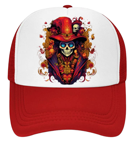 Skull Baseball Hat Colorful Dressed Trucker Hat Adjustable Snapback Unisex Hat