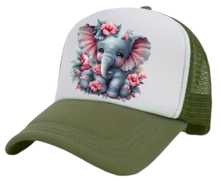 Anime Elephant Adjustable Snapback Trucker Hat Cute Elephant Colorful Funny Hat