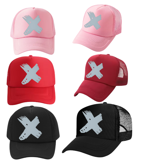 Discontinued X Hat Adjustable Snapback Trucker Hat Wink Smiley Face Skeleton Hat