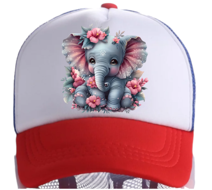 Anime Elephant Adjustable Snapback Trucker Hat Cute Elephant Colorful Funny Hat