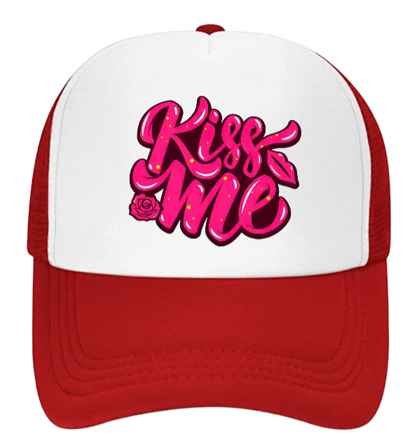 Valentines Day Hat Trucker Adjustable Hat Snapback Playful Funny Kiss Me Hat