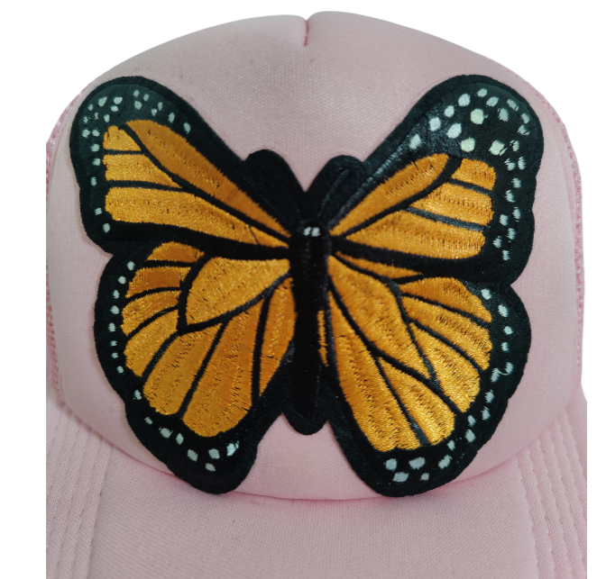 Monarch Butterfly Hat Adjustable Trucker Hat Large Embroider Colorful Butterfly 