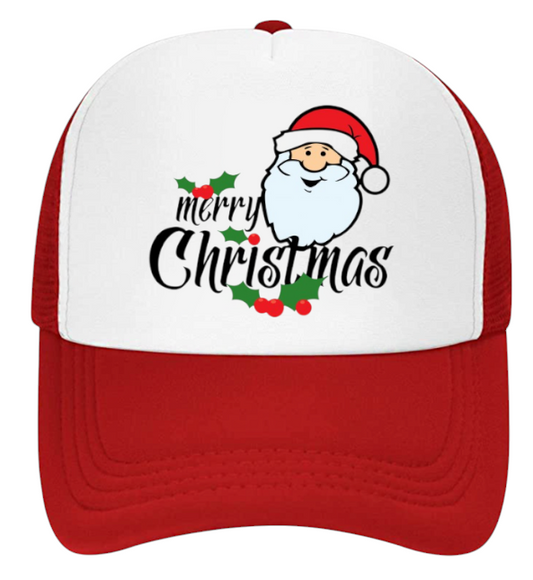 Santa Hat Adjustable Snapback Trucker Hat Santa Christmas Hat Holiday Gift Hat