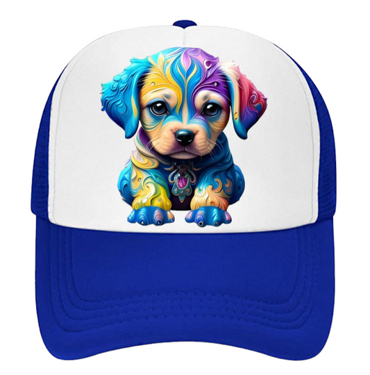 Cute Dog Hat Adjustable Snapback Trucker Hat Colorful Puppy Gift for Dog Owner