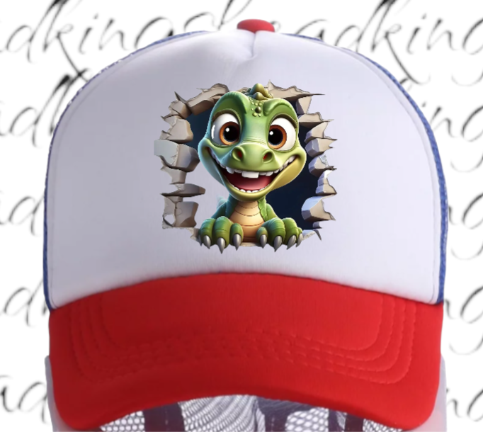 Funny Hat Baby Dinosaur Hat Adjustable Snapback Trucker Hat Cute Baby Dino Anime
