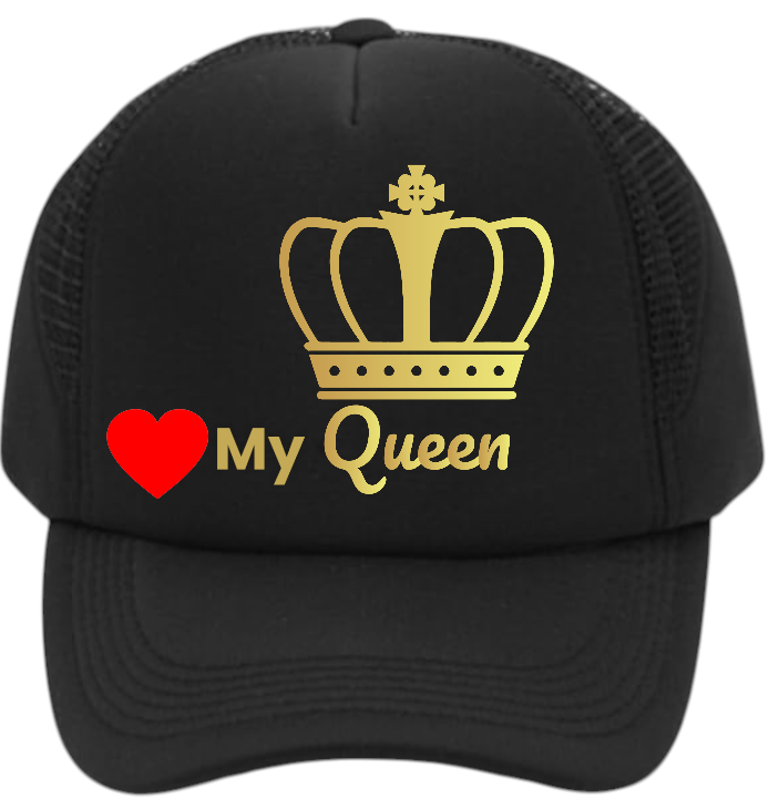 King Hat Queen Hat Adjustable Trucker Hat Couples Hat Crown Wedding Gift Love