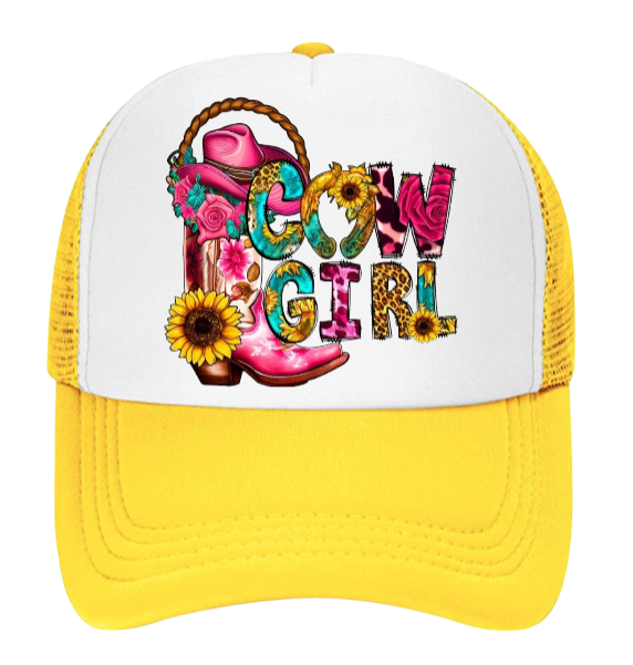 Cow Girl Baseball Hat Animal Love Trucker Hat Adjustable Snapback Courtly Girl