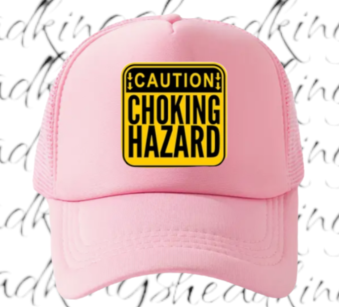Caution Chocking Hazard Hat Adjustable Trucker Hat Playful Safety Funny Hat