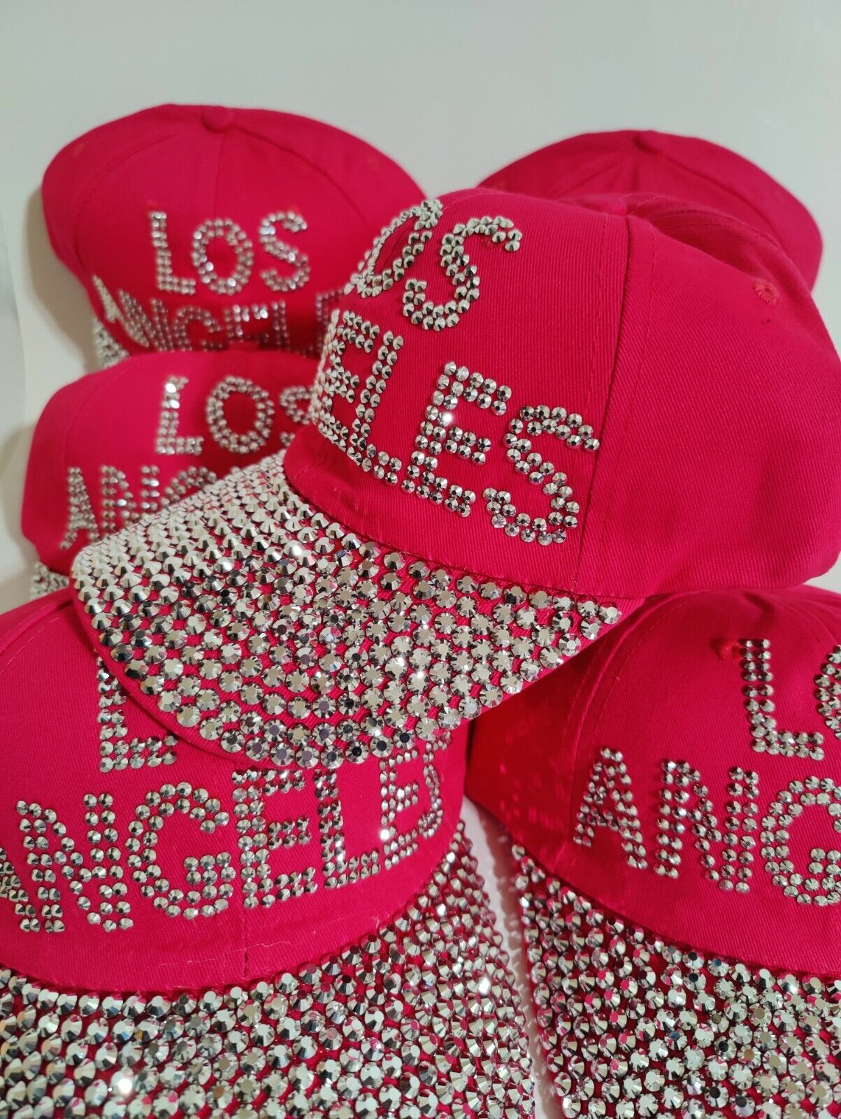 Los Angeles Hat Crystals Adjustable LA Baseball Hat with Crystals Women Hat Gift