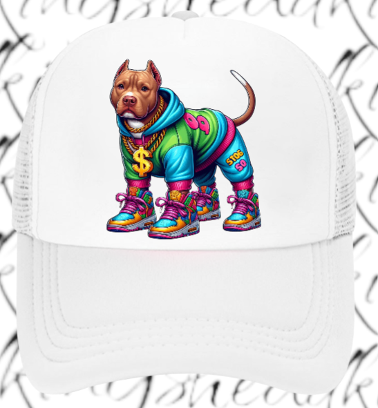 Dog Hat Adjustable Snapback Trucker Hat Gangster Dog Sneakers Dog Bulldog