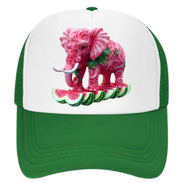 Watermelon Elephant Adjustable Snapback Trucker Hat Summer Hat Watermelons Hat