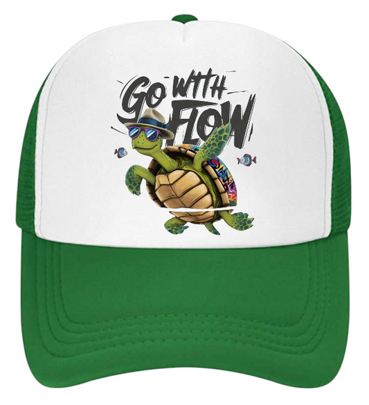 Turtle Hat Adjustable Snapback Trucker Hat Go With The Flow Sea World Gift Hat