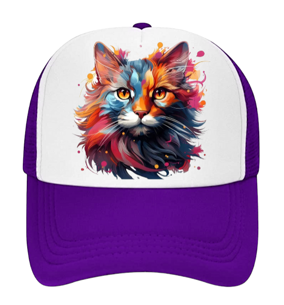 Cat Hat Baseball Hat Trucker Hat Adjustable Snapback Hat Floral Colorful Cat