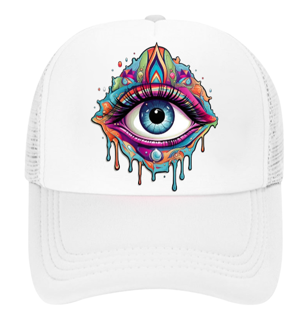 Third Eye Hat Adjustable Snapback Trucker Hat Dimensional Multicolored Third Eye