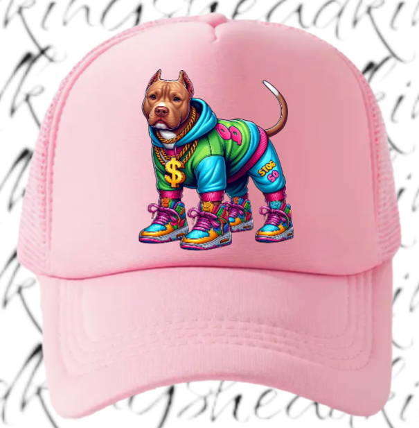 Dog Hat Adjustable Snapback Trucker Hat Gangster Dog Sneakers Dog Bulldog