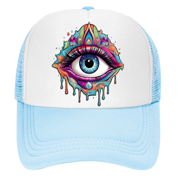 Third Eye Hat Adjustable Snapback Trucker Hat Dimensional Multicolored Third Eye